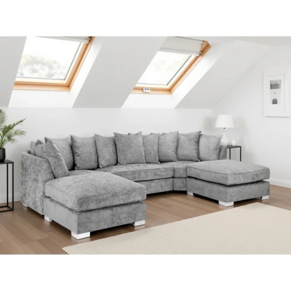 Bishop Scatterback Sofa Platinum U Shape Corner