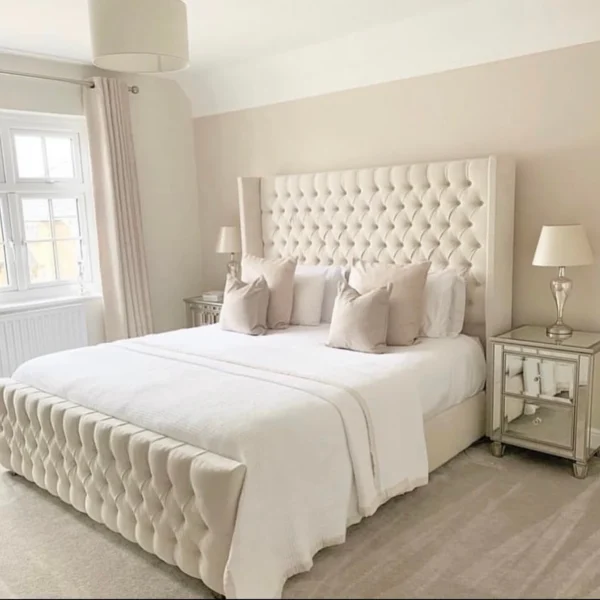 View in room Bespoke Polly Wing Buttoned Bed Frame