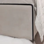 Mercer Cream Velvet Luxury Panelled Bed with Contrast Black Piping - Image 3