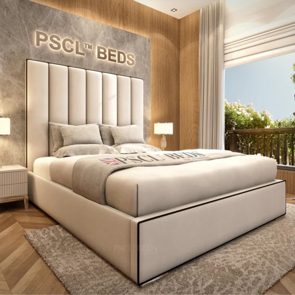 2026 Osaka Linear Upholstered Bed with Black Lining
