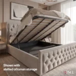 2026 Torino Bumper Style Designer Bed With Ottoman Storage - Image 3